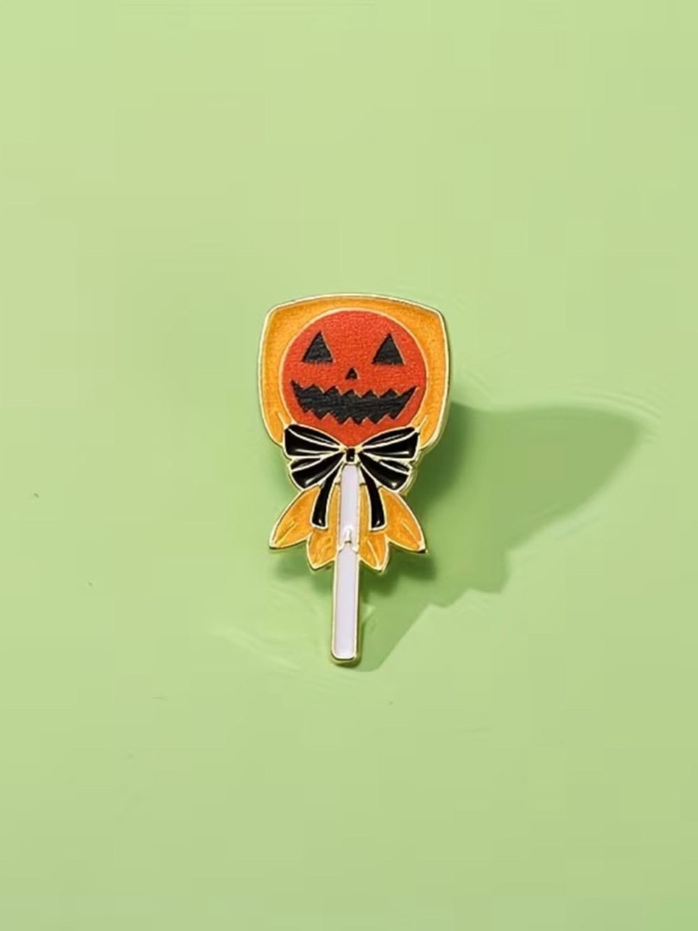 Jack-o'-Lantern Lollipop Enamel Pin - Picture 2 of 4